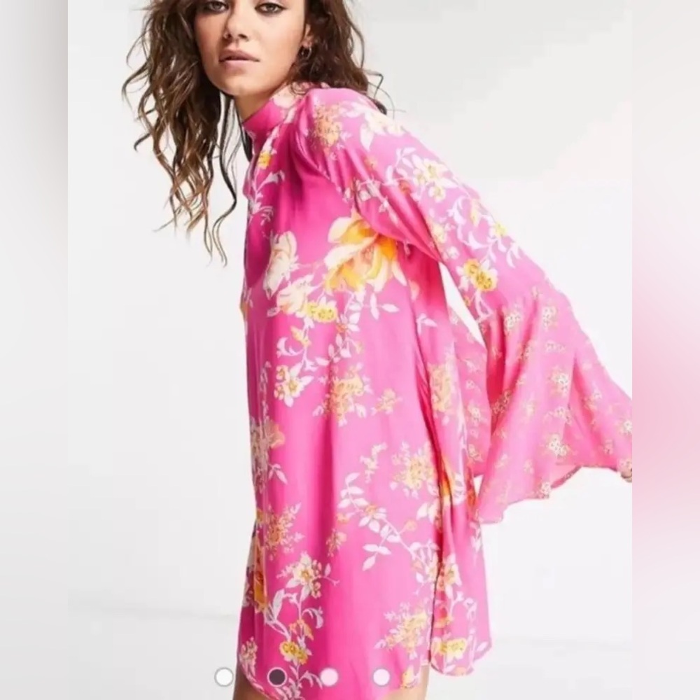 Free People Tate Tunic Retro Mini Dress in Lollipop Combo Pink - Picture 4 of 11